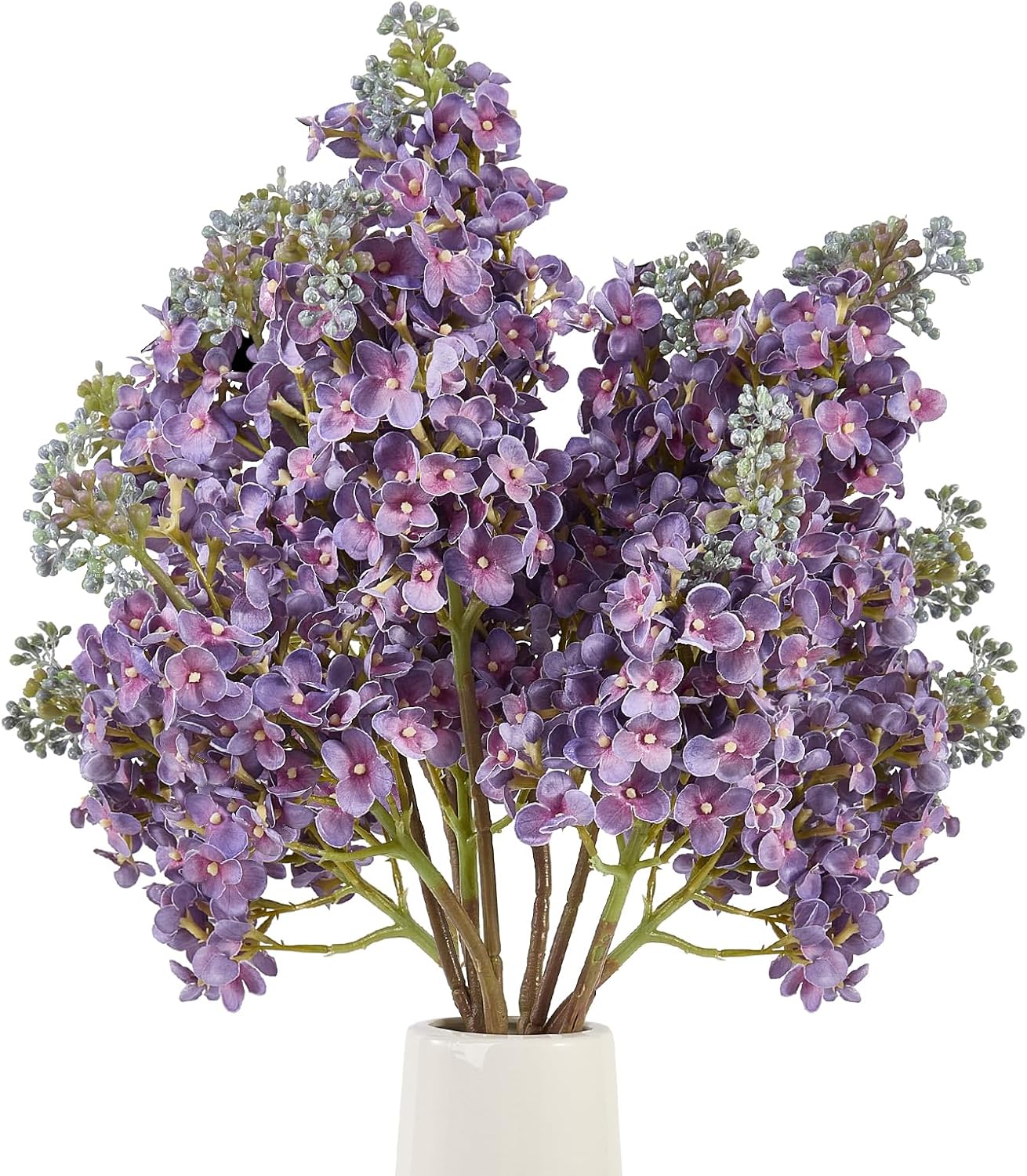 4PCS 25.6inch Lilac Artificial Flowers Purple Fake Delphinium Long Stem Silk Real Touch Flower Faux Lilac Floral Arrangement for Tall Vase Table Centerpieces Wedding Garden Home Decoration（Purple）