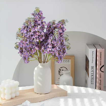 4PCS 25.6inch Lilac Artificial Flowers Purple Fake Delphinium Long Stem Silk Real Touch Flower Faux Lilac Floral Arrangement for Tall Vase Table Centerpieces Wedding Garden Home Decoration（Purple）
