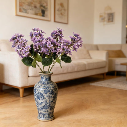 4PCS 25.6inch Lilac Artificial Flowers Purple Fake Delphinium Long Stem Silk Real Touch Flower Faux Lilac Floral Arrangement for Tall Vase Table Centerpieces Wedding Garden Home Decoration（Purple）