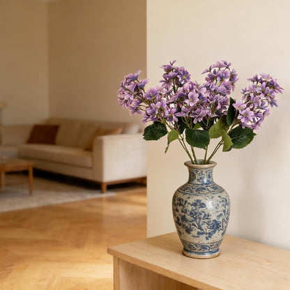 4PCS 25.6inch Lilac Artificial Flowers Purple Fake Delphinium Long Stem Silk Real Touch Flower Faux Lilac Floral Arrangement for Tall Vase Table Centerpieces Wedding Garden Home Decoration（Purple）