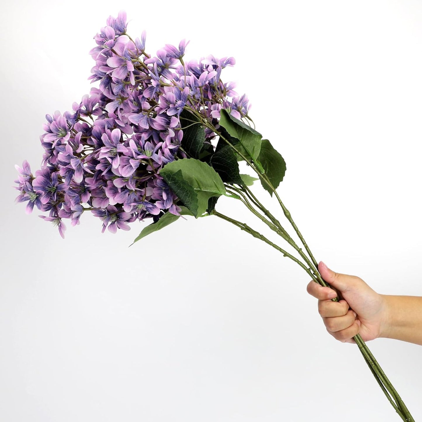 4PCS 25.6inch Lilac Artificial Flowers Purple Fake Delphinium Long Stem Silk Real Touch Flower Faux Lilac Floral Arrangement for Tall Vase Table Centerpieces Wedding Garden Home Decoration（Purple）