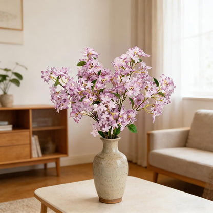 4PCS 25.6inch Lilac Artificial Flowers Purple Fake Delphinium Long Stem Silk Real Touch Flower Faux Lilac Floral Arrangement for Tall Vase Table Centerpieces Wedding Garden Home Decoration（Purple）