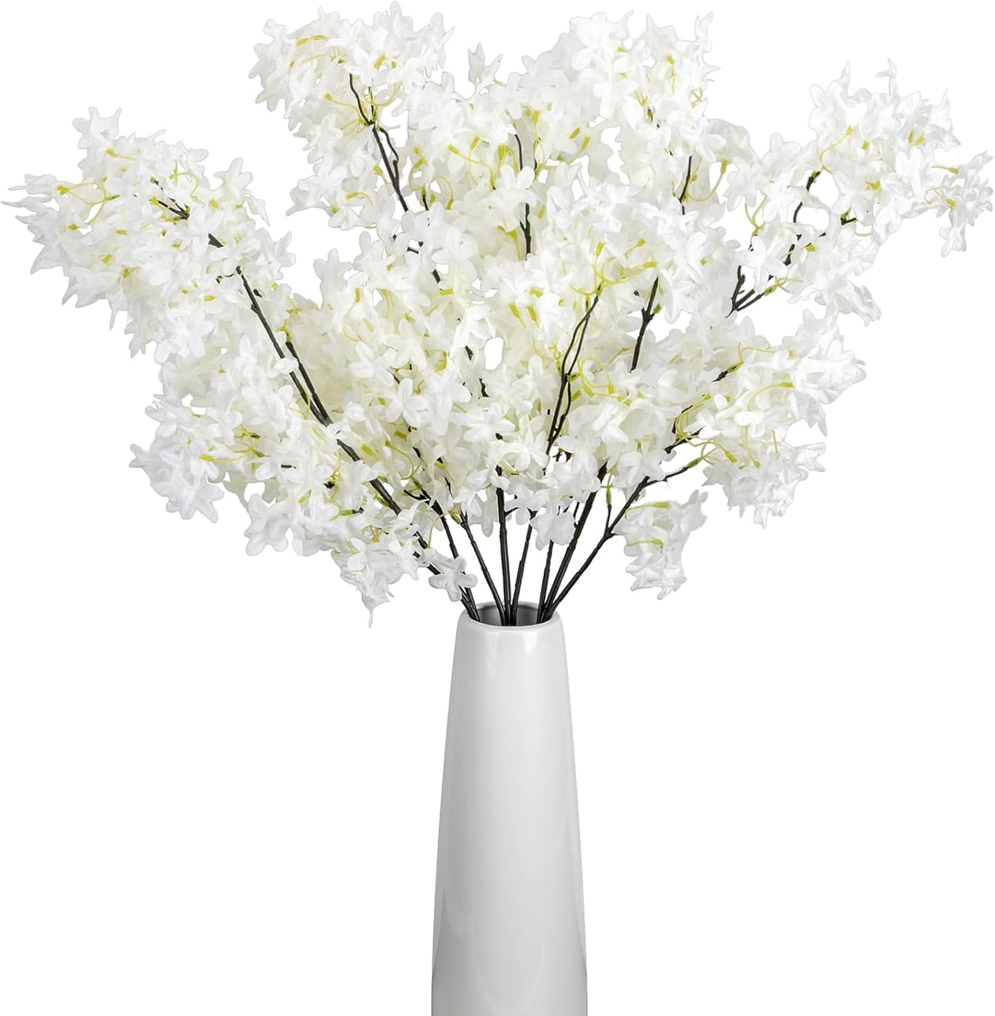 4PCS 25.6inch Lilac Artificial Flowers Purple Fake Delphinium Long Stem Silk Real Touch Flower Faux Lilac Floral Arrangement for Tall Vase Table Centerpieces Wedding Garden Home Decoration（Purple）