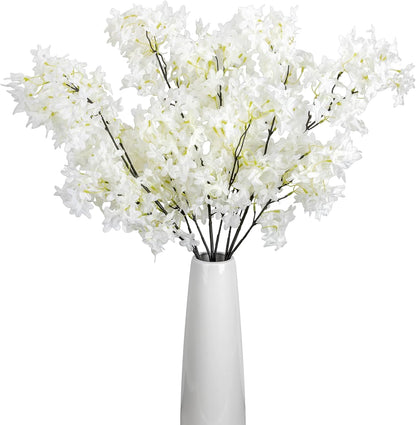4PCS 25.6inch Lilac Artificial Flowers Purple Fake Delphinium Long Stem Silk Real Touch Flower Faux Lilac Floral Arrangement for Tall Vase Table Centerpieces Wedding Garden Home Decoration（Purple）