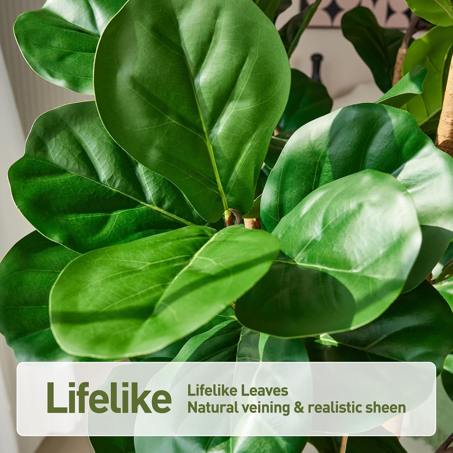 7FT Artificial Fiddle Leaf Fig Tree with White Planter - Tall Fake Tree, 4 Real Wood Trunks, Real Moss Pot, Artificial Plants Indoor Faux Tree for Home Living Room Office Decor, VN244