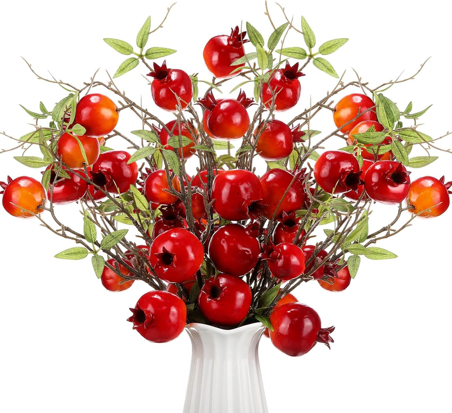 Thiccywoov 10 Pcs 21.65'' Artificial Pomegranate Branches Tall Faux Pomegranate Flower Stem Fake Berries Branches for Wedding Home Vase Party Decorations(Red)