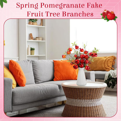 Thiccywoov 10 Pcs 21.65'' Artificial Pomegranate Branches Tall Faux Pomegranate Flower Stem Fake Berries Branches for Wedding Home Vase Party Decorations(Red)