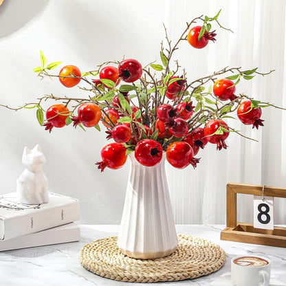 Thiccywoov 10 Pcs 21.65'' Artificial Pomegranate Branches Tall Faux Pomegranate Flower Stem Fake Berries Branches for Wedding Home Vase Party Decorations(Red)