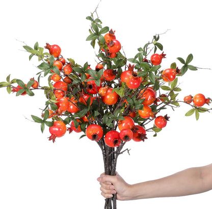 Thiccywoov 10 Pcs 21.65'' Artificial Pomegranate Branches Tall Faux Pomegranate Flower Stem Fake Berries Branches for Wedding Home Vase Party Decorations(Red)