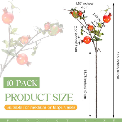 Thiccywoov 10 Pcs 21.65'' Artificial Pomegranate Branches Tall Faux Pomegranate Flower Stem Fake Berries Branches for Wedding Home Vase Party Decorations(Red)