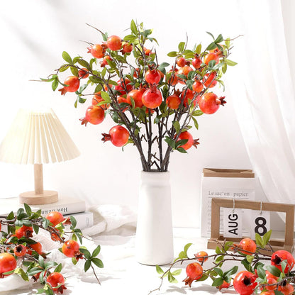 Thiccywoov 10 Pcs 21.65'' Artificial Pomegranate Branches Tall Faux Pomegranate Flower Stem Fake Berries Branches for Wedding Home Vase Party Decorations(Red)