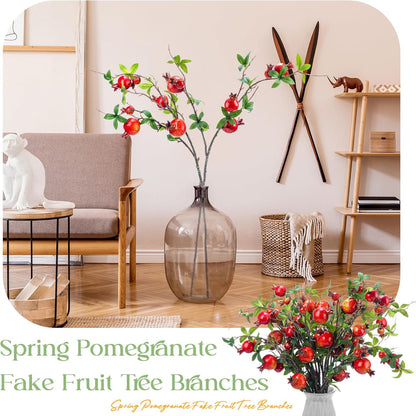 Thiccywoov 10 Pcs 21.65'' Artificial Pomegranate Branches Tall Faux Pomegranate Flower Stem Fake Berries Branches for Wedding Home Vase Party Decorations(Red)
