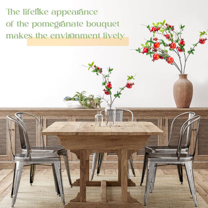 Thiccywoov 10 Pcs 21.65'' Artificial Pomegranate Branches Tall Faux Pomegranate Flower Stem Fake Berries Branches for Wedding Home Vase Party Decorations(Red)