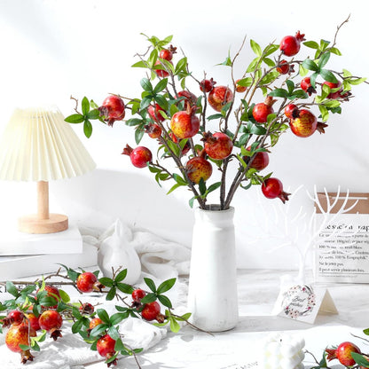 Thiccywoov 10 Pcs 21.65'' Artificial Pomegranate Branches Tall Faux Pomegranate Flower Stem Fake Berries Branches for Wedding Home Vase Party Decorations(Red)