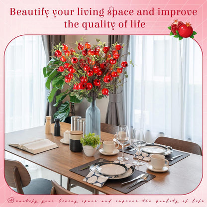 Thiccywoov 10 Pcs 21.65'' Artificial Pomegranate Branches Tall Faux Pomegranate Flower Stem Fake Berries Branches for Wedding Home Vase Party Decorations(Red)