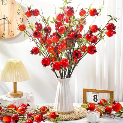 Thiccywoov 10 Pcs 21.65'' Artificial Pomegranate Branches Tall Faux Pomegranate Flower Stem Fake Berries Branches for Wedding Home Vase Party Decorations(Red)