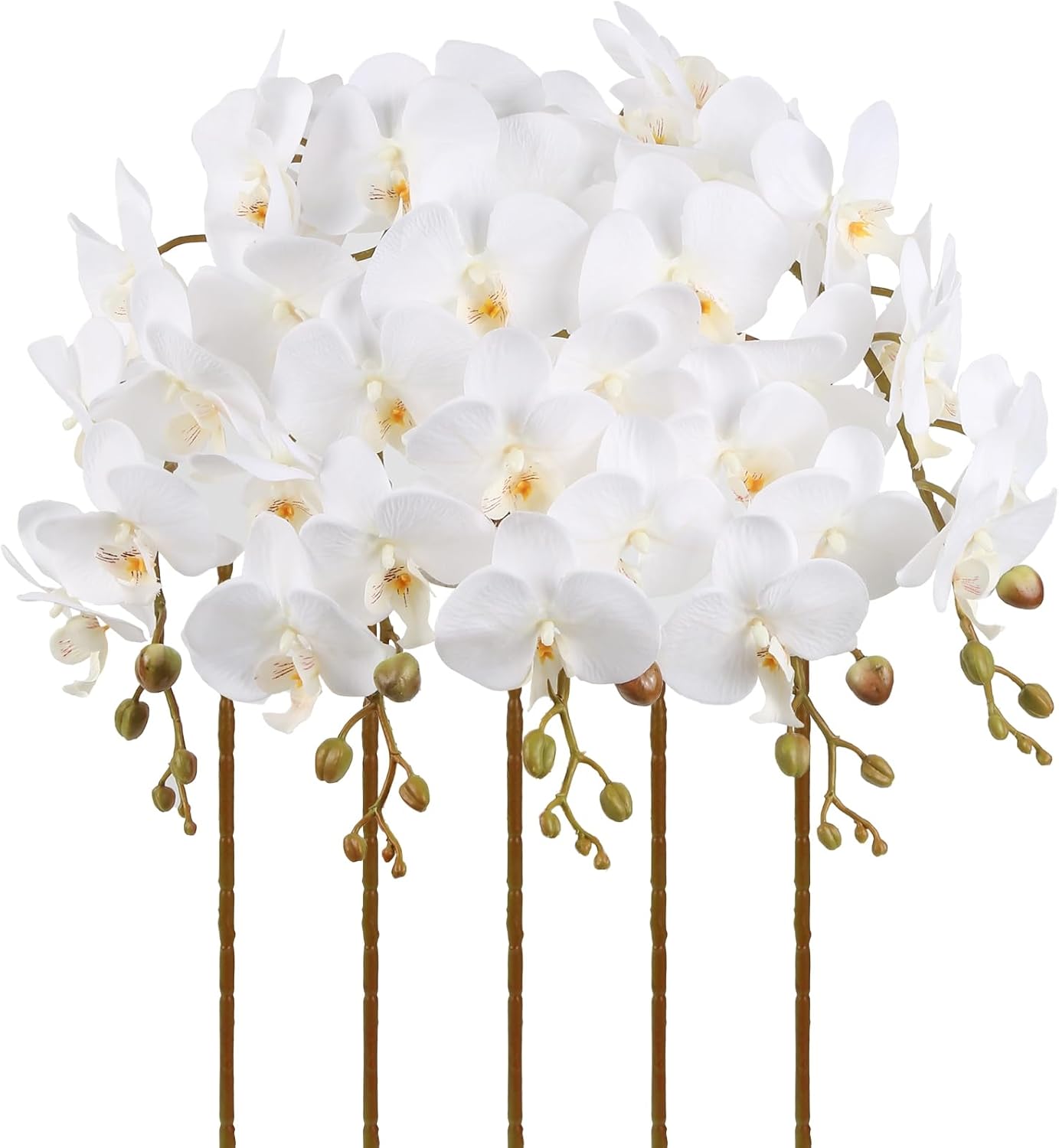 Burgundy Flowers Artificial Orchids 5PCS Fake Orchid 35.4" Faux Orchid Stems Burugndy Artificial Flowers for Bridal Shower Wedding Centerpieces Home Decor (Burgundy)