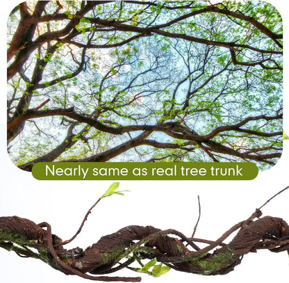 2 Pcs 63 inch Bendable Wall Hanging Tree Branches Artificial Tree Twigs Fake Plants Trunk Garland with Green Leaves for 3D Indoor Outdoor Wedding Garden Home Christmas Decor