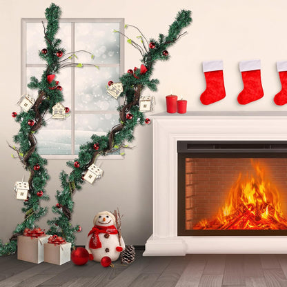 2 Pcs 63 inch Bendable Wall Hanging Tree Branches Artificial Tree Twigs Fake Plants Trunk Garland with Green Leaves for 3D Indoor Outdoor Wedding Garden Home Christmas Decor