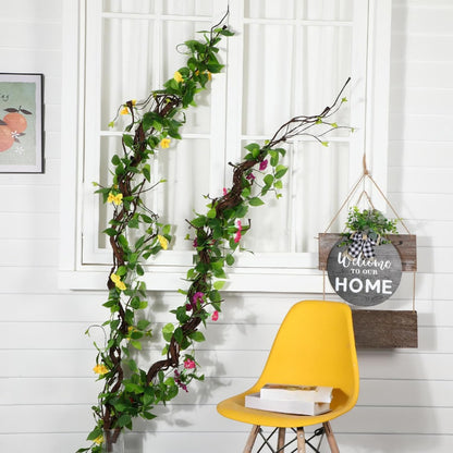 2 Pcs 63 inch Bendable Wall Hanging Tree Branches Artificial Tree Twigs Fake Plants Trunk Garland with Green Leaves for 3D Indoor Outdoor Wedding Garden Home Christmas Decor
