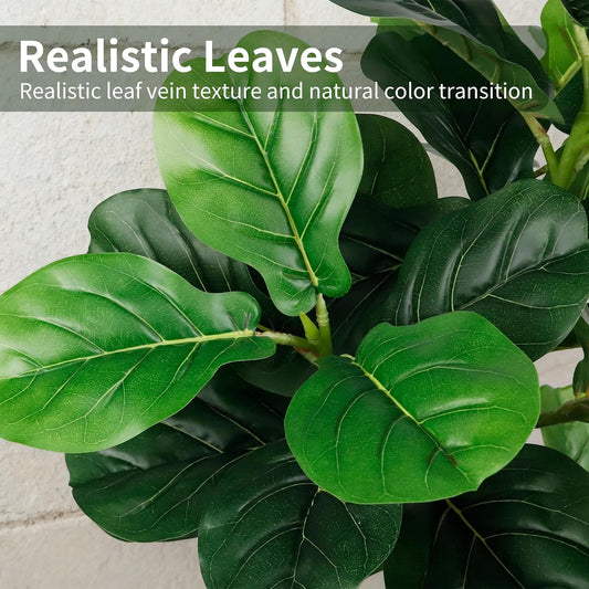 6FT Artificial Fiddle Leaf Fig Tree with White Planter & Fake Moss, Realistic Faux Ficus Lyrata Floor Plant for Indoor Home Office Decor, Housewarming Gift