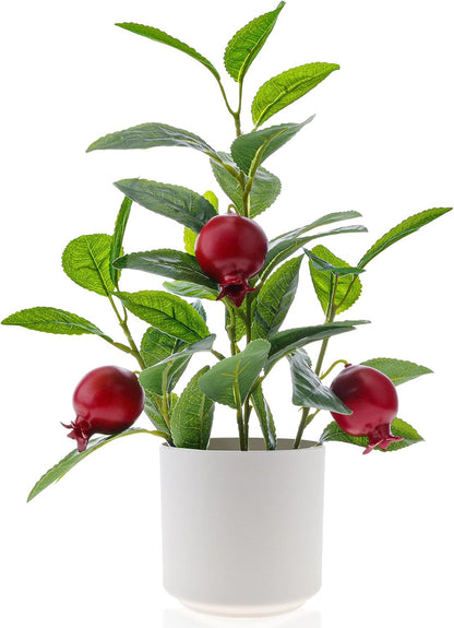 Artificial Yellow Lemons Plants Potted 14.5" Table Centerpiece | Faux lemon fruits & leaves with white pot , Fake greenery bonsai, Wedding home office desk decoration, Maintenance free