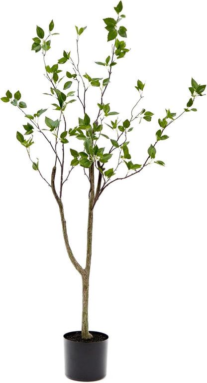 5 ft Minimalist Citrus Artificial Tree with Nursery Pot | Bendable Branches, Lifelike Foliage, Realistic Multi-Tonal Trunk, Stable Nursery Planter, Ideal for Compact Spaces