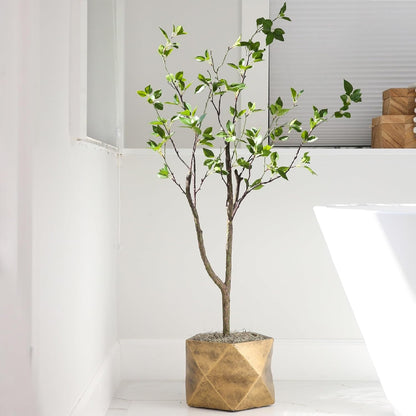 5 ft Minimalist Citrus Artificial Tree with Nursery Pot | Bendable Branches, Lifelike Foliage, Realistic Multi-Tonal Trunk, Stable Nursery Planter, Ideal for Compact Spaces