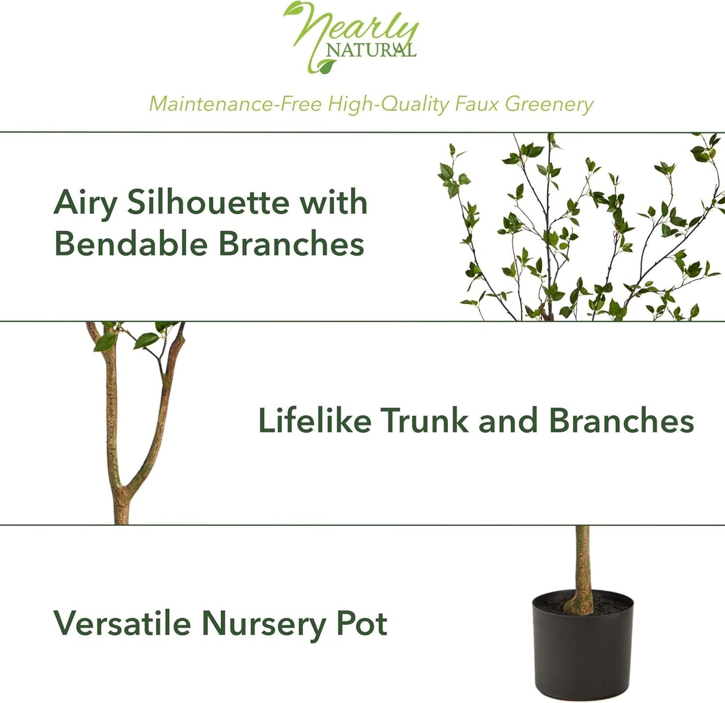 5 ft Minimalist Citrus Artificial Tree with Nursery Pot | Bendable Branches, Lifelike Foliage, Realistic Multi-Tonal Trunk, Stable Nursery Planter, Ideal for Compact Spaces