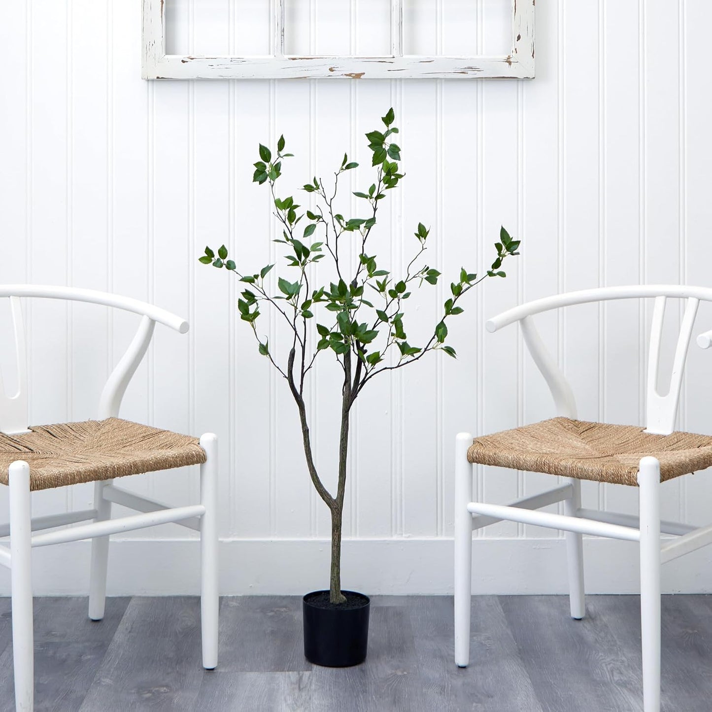 5 ft Minimalist Citrus Artificial Tree with Nursery Pot | Bendable Branches, Lifelike Foliage, Realistic Multi-Tonal Trunk, Stable Nursery Planter, Ideal for Compact Spaces