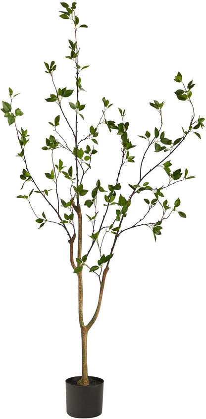 5 ft Minimalist Citrus Artificial Tree with Nursery Pot | Bendable Branches, Lifelike Foliage, Realistic Multi-Tonal Trunk, Stable Nursery Planter, Ideal for Compact Spaces