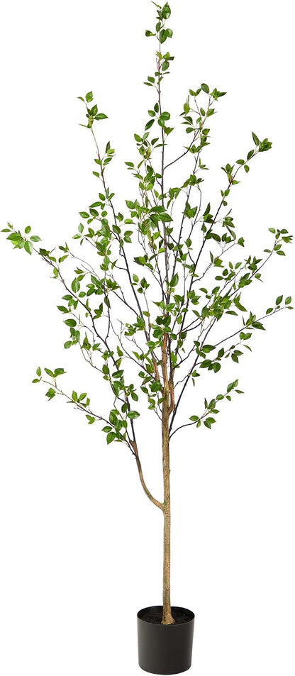 5 ft Minimalist Citrus Artificial Tree with Nursery Pot | Bendable Branches, Lifelike Foliage, Realistic Multi-Tonal Trunk, Stable Nursery Planter, Ideal for Compact Spaces