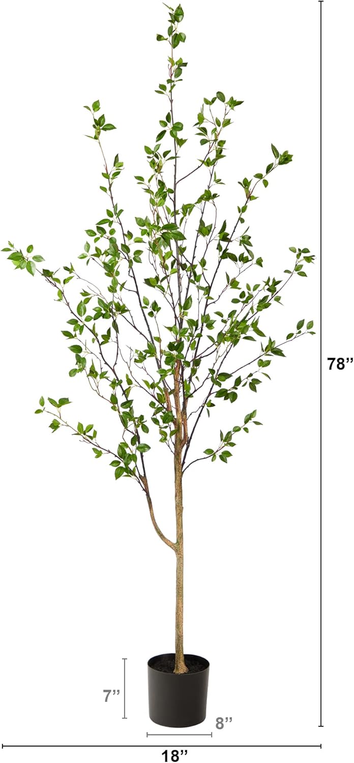 5 ft Minimalist Citrus Artificial Tree with Nursery Pot | Bendable Branches, Lifelike Foliage, Realistic Multi-Tonal Trunk, Stable Nursery Planter, Ideal for Compact Spaces