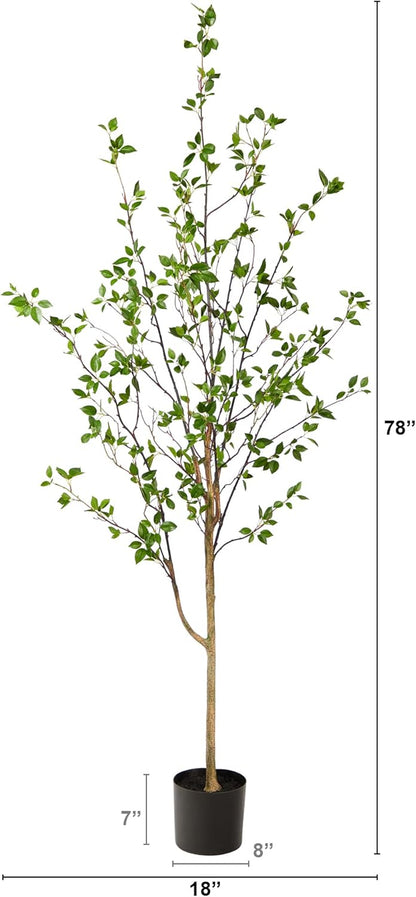 5 ft Minimalist Citrus Artificial Tree with Nursery Pot | Bendable Branches, Lifelike Foliage, Realistic Multi-Tonal Trunk, Stable Nursery Planter, Ideal for Compact Spaces