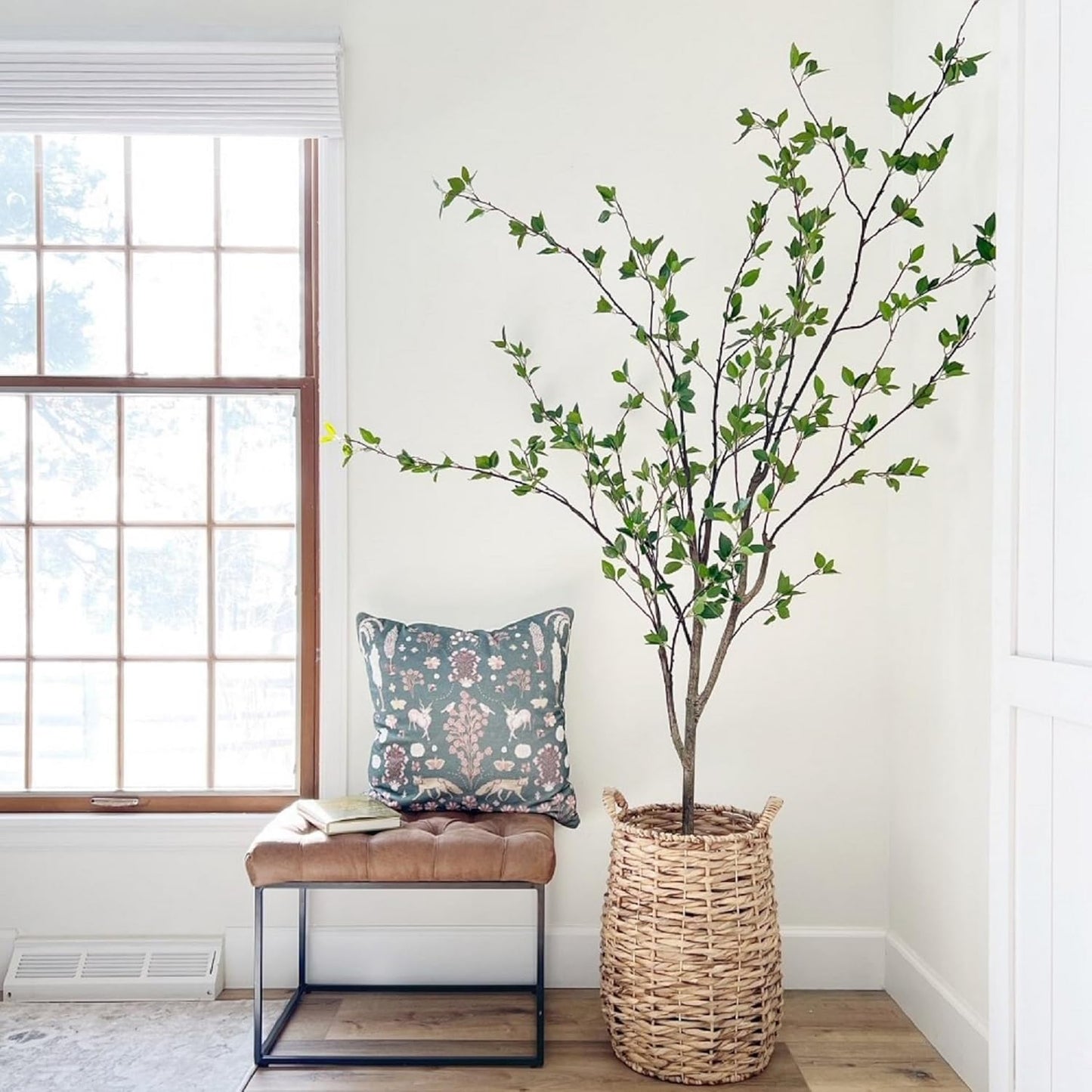 5 ft Minimalist Citrus Artificial Tree with Nursery Pot | Bendable Branches, Lifelike Foliage, Realistic Multi-Tonal Trunk, Stable Nursery Planter, Ideal for Compact Spaces
