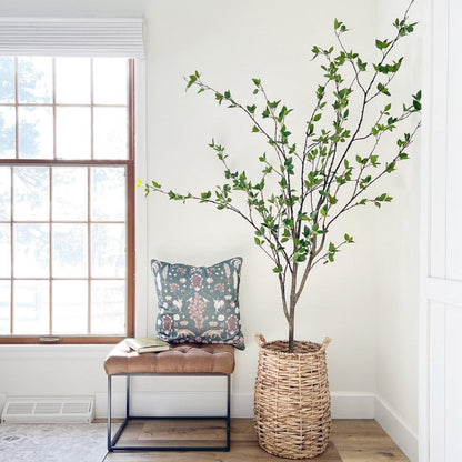 5 ft Minimalist Citrus Artificial Tree with Nursery Pot | Bendable Branches, Lifelike Foliage, Realistic Multi-Tonal Trunk, Stable Nursery Planter, Ideal for Compact Spaces