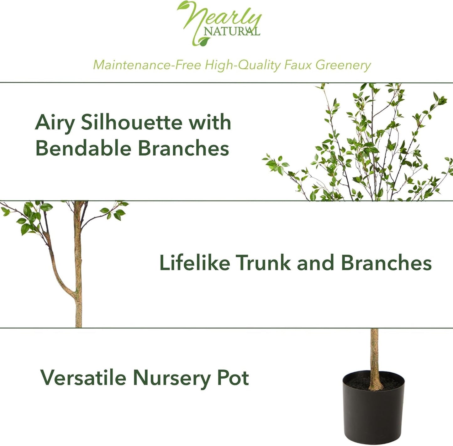 5 ft Minimalist Citrus Artificial Tree with Nursery Pot | Bendable Branches, Lifelike Foliage, Realistic Multi-Tonal Trunk, Stable Nursery Planter, Ideal for Compact Spaces