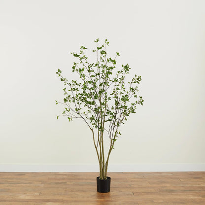 5 ft Minimalist Citrus Artificial Tree with Nursery Pot | Bendable Branches, Lifelike Foliage, Realistic Multi-Tonal Trunk, Stable Nursery Planter, Ideal for Compact Spaces