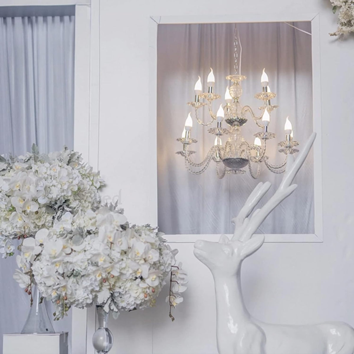 5 Pcs Artificial Phalaenopsis Flowers and 4 Bundles Leaves,Artificial Orchid Flowers with 4 Bundles Leaves Stem Plants for Home Wedding Decoration