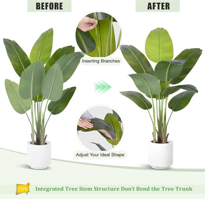 9ft Artificial Phoenix Palm Tree Tall Artificial Palm Trees with 21 Adjustable Leaves,Faux Phoenix Palm Plants for Outside Patio Pool Home Office Living Room Yard (2Pcs, 9ft)