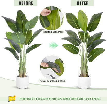 9ft Artificial Phoenix Palm Tree Tall Artificial Palm Trees with 21 Adjustable Leaves,Faux Phoenix Palm Plants for Outside Patio Pool Home Office Living Room Yard (2Pcs, 9ft)