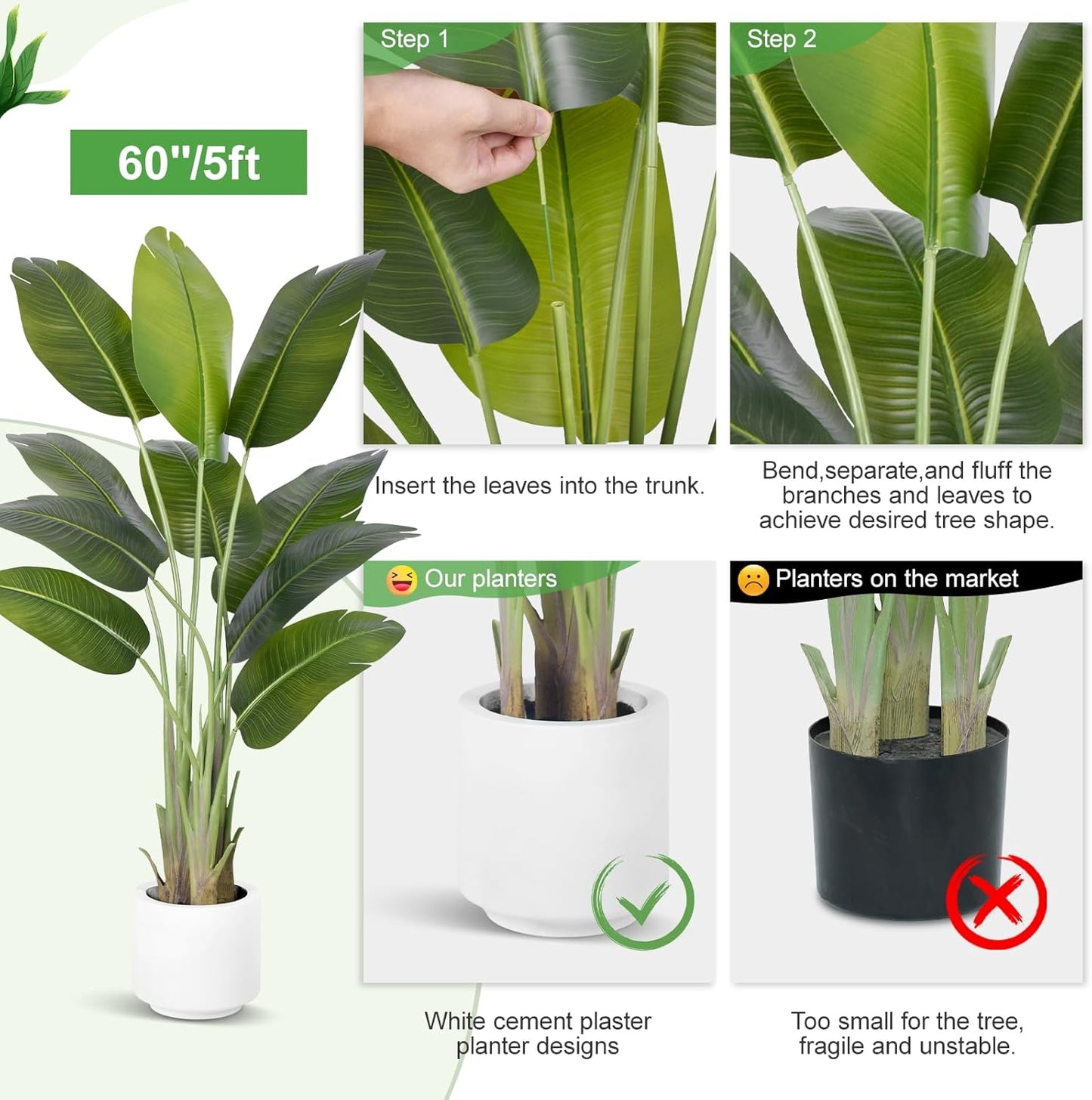 9ft Artificial Phoenix Palm Tree Tall Artificial Palm Trees with 21 Adjustable Leaves,Faux Phoenix Palm Plants for Outside Patio Pool Home Office Living Room Yard (2Pcs, 9ft)