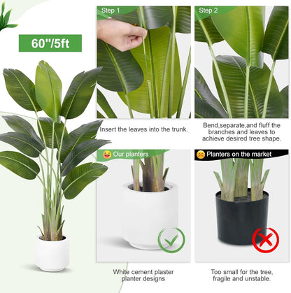 9ft Artificial Phoenix Palm Tree Tall Artificial Palm Trees with 21 Adjustable Leaves,Faux Phoenix Palm Plants for Outside Patio Pool Home Office Living Room Yard (2Pcs, 9ft)