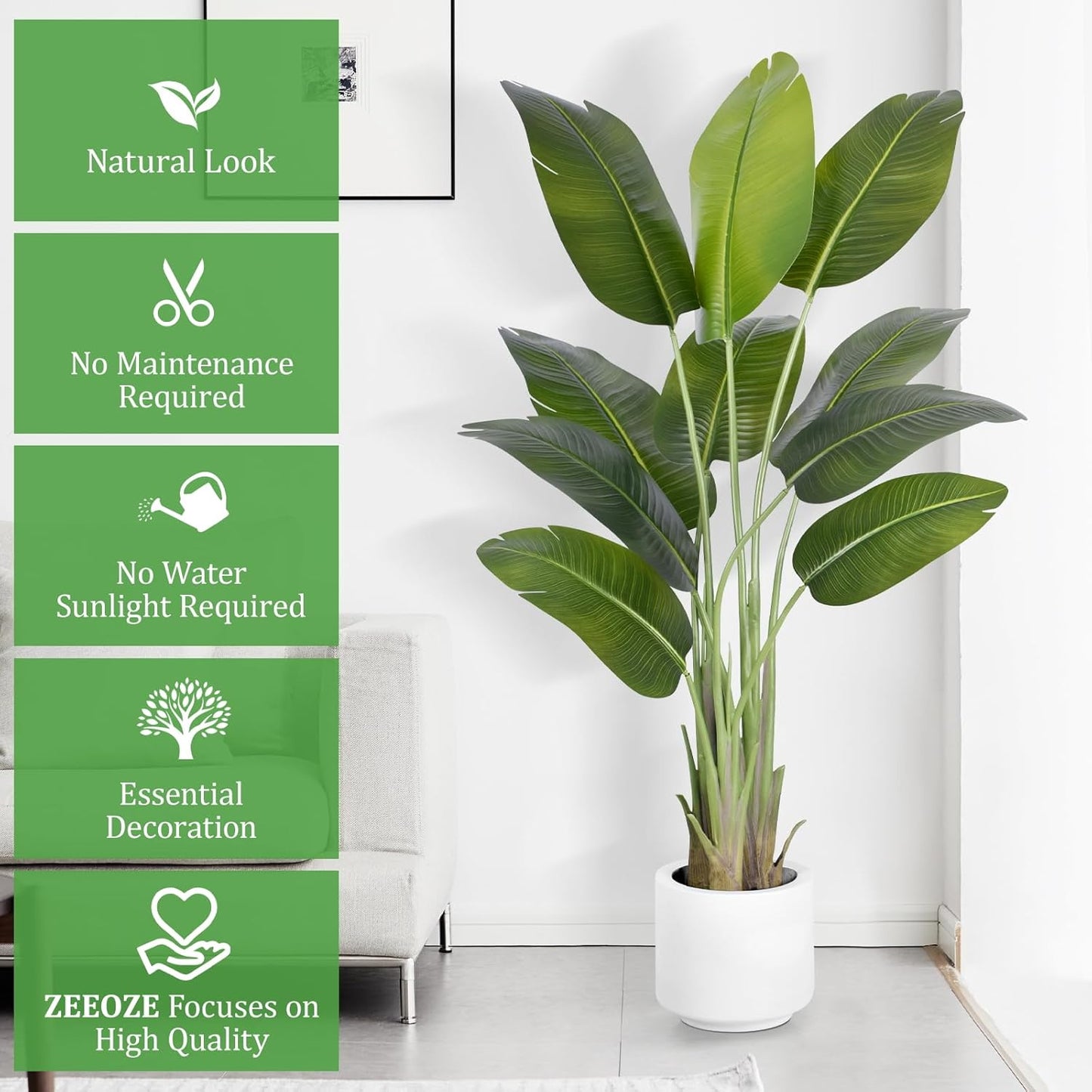 9ft Artificial Phoenix Palm Tree Tall Artificial Palm Trees with 21 Adjustable Leaves,Faux Phoenix Palm Plants for Outside Patio Pool Home Office Living Room Yard (2Pcs, 9ft)