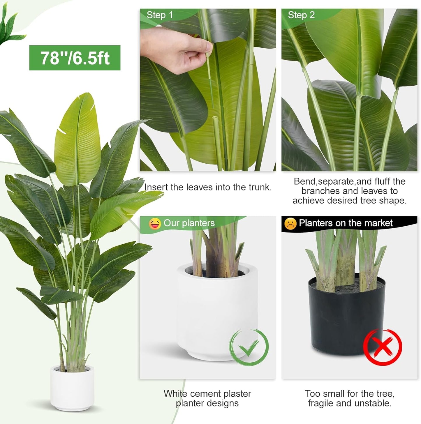 9ft Artificial Phoenix Palm Tree Tall Artificial Palm Trees with 21 Adjustable Leaves,Faux Phoenix Palm Plants for Outside Patio Pool Home Office Living Room Yard (2Pcs, 9ft)