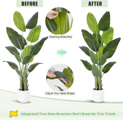 9ft Artificial Phoenix Palm Tree Tall Artificial Palm Trees with 21 Adjustable Leaves,Faux Phoenix Palm Plants for Outside Patio Pool Home Office Living Room Yard (2Pcs, 9ft)