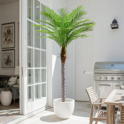 9ft Artificial Phoenix Palm Tree Tall Artificial Palm Trees with 21 Adjustable Leaves,Faux Phoenix Palm Plants for Outside Patio Pool Home Office Living Room Yard (2Pcs, 9ft)