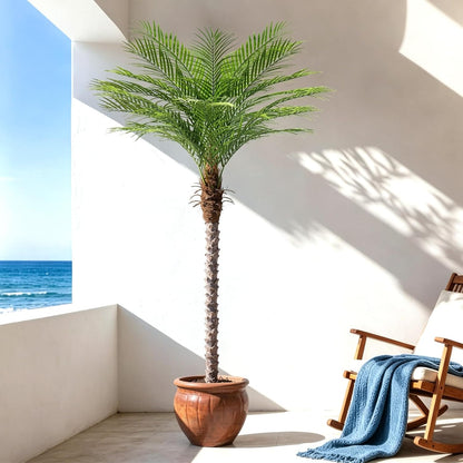 9ft Artificial Phoenix Palm Tree Tall Artificial Palm Trees with 21 Adjustable Leaves,Faux Phoenix Palm Plants for Outside Patio Pool Home Office Living Room Yard (2Pcs, 9ft)