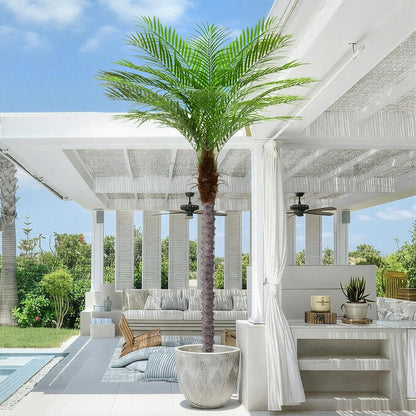 9ft Artificial Phoenix Palm Tree Tall Artificial Palm Trees with 21 Adjustable Leaves,Faux Phoenix Palm Plants for Outside Patio Pool Home Office Living Room Yard (2Pcs, 9ft)