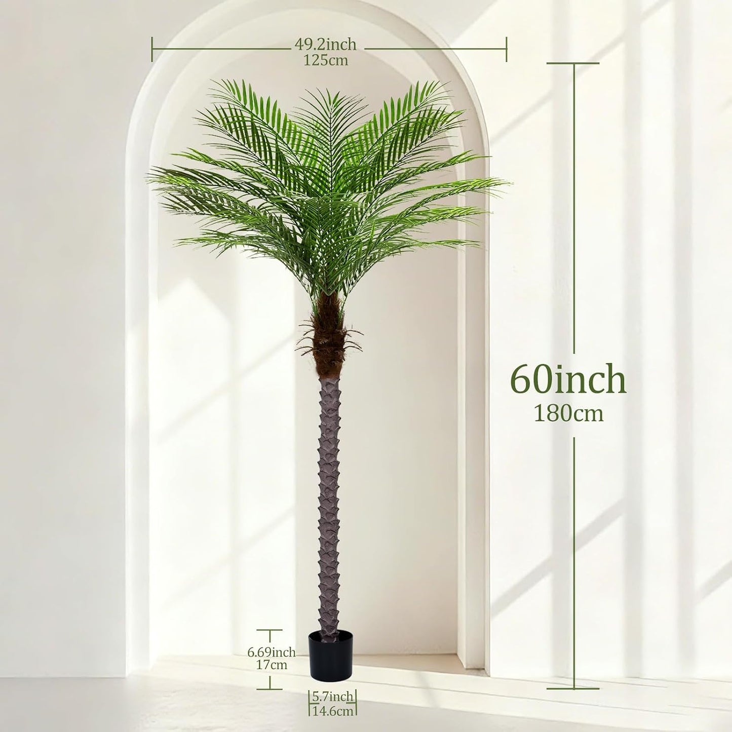 9ft Artificial Phoenix Palm Tree Tall Artificial Palm Trees with 21 Adjustable Leaves,Faux Phoenix Palm Plants for Outside Patio Pool Home Office Living Room Yard (2Pcs, 9ft)
